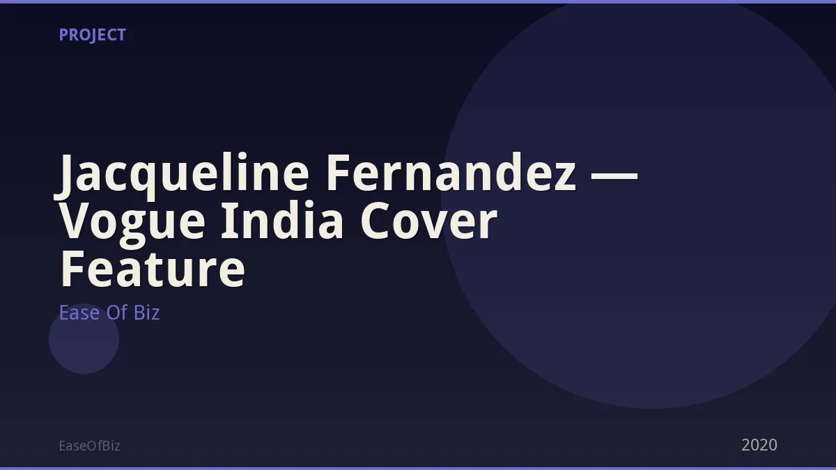 Jacqueline Fernandez — Vogue India Cover Feature