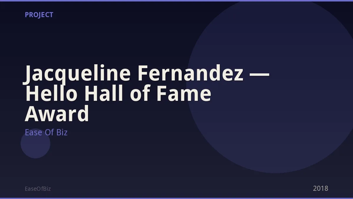 Jacqueline Fernandez — Hello Hall of Fame Award
