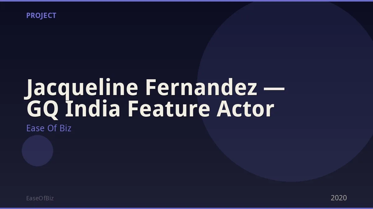 Jacqueline Fernandez — GQ India Feature Actor