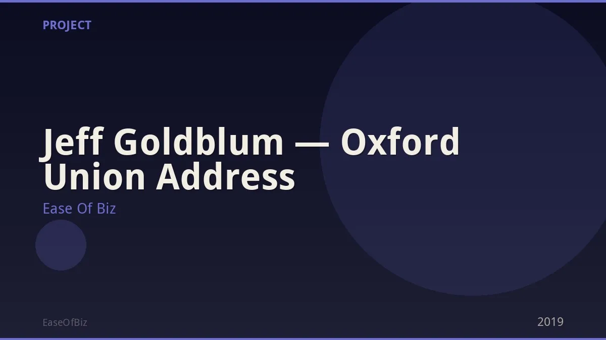 Jeff Goldblum — Oxford Union Address