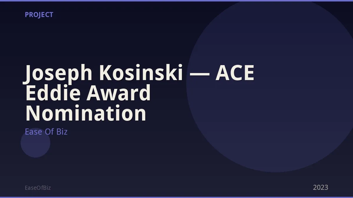Joseph Kosinski — ACE Eddie Award Nomination