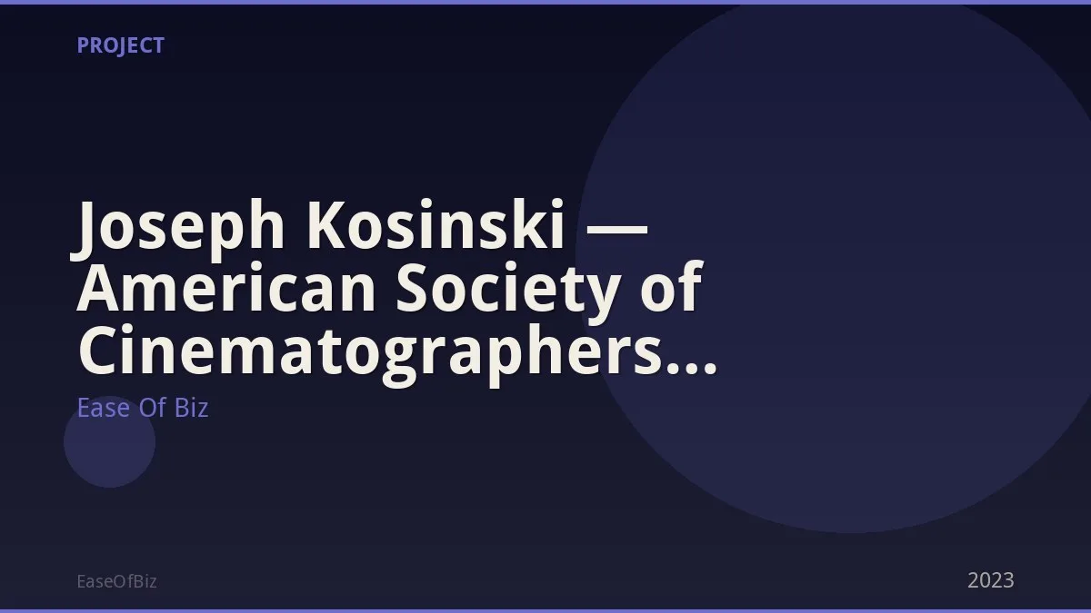 Joseph Kosinski — American Society of Cinematographers Recognition