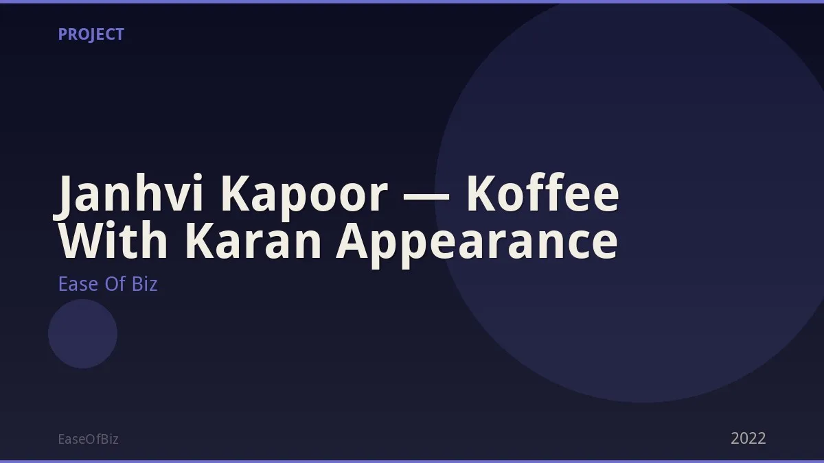 Janhvi Kapoor — Koffee With Karan Appearance