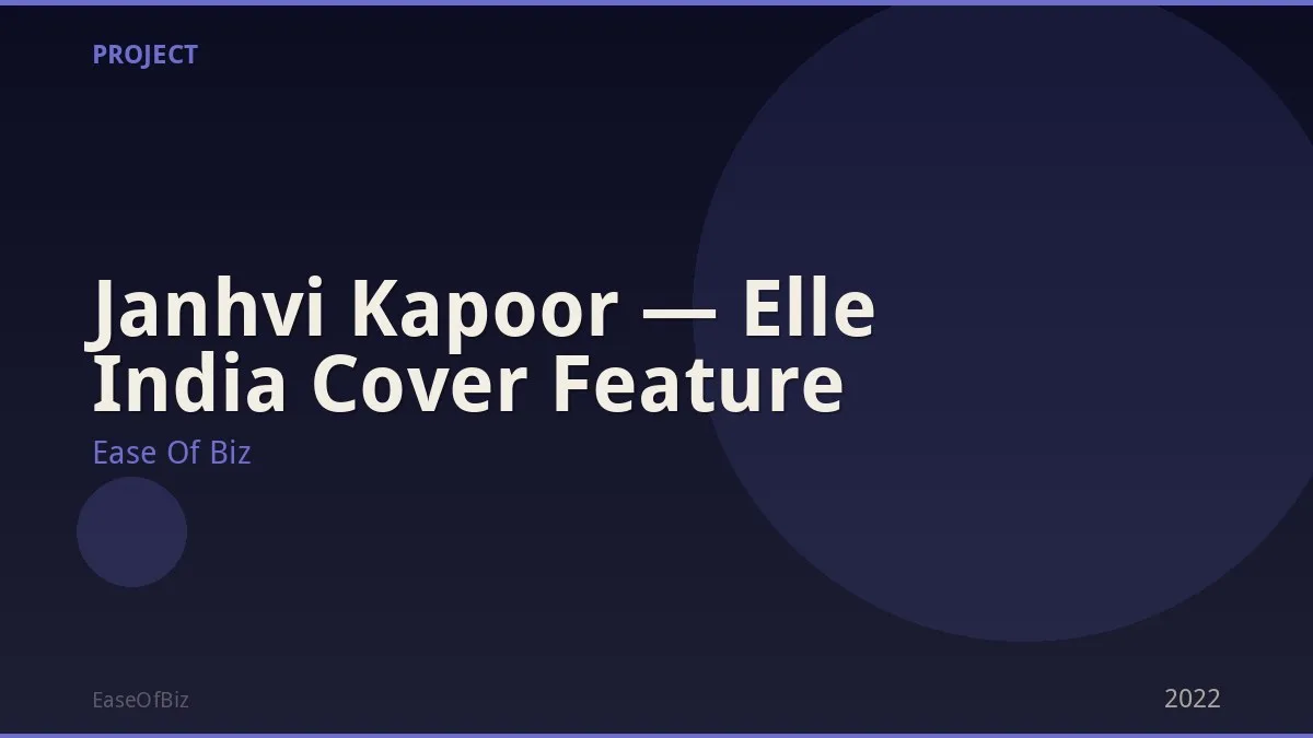 Janhvi Kapoor — Elle India Cover Feature
