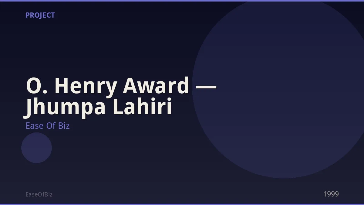 O. Henry Award — Jhumpa Lahiri
