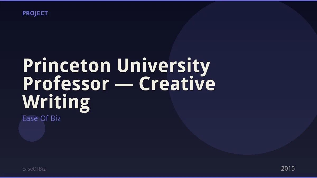Princeton University Professor — Creative Writing