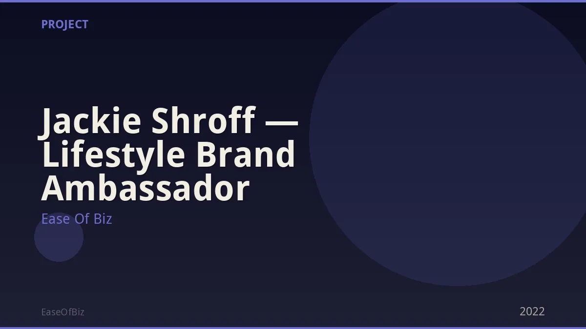 Jackie Shroff — Lifestyle Brand Ambassador