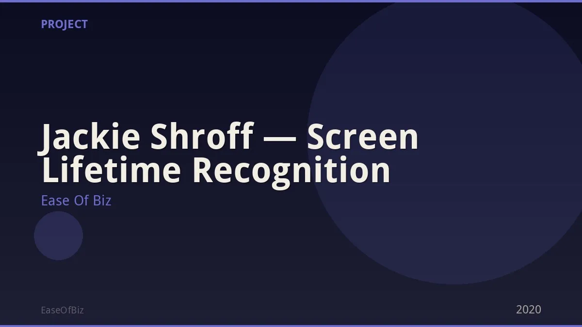 Jackie Shroff — Screen Lifetime Recognition