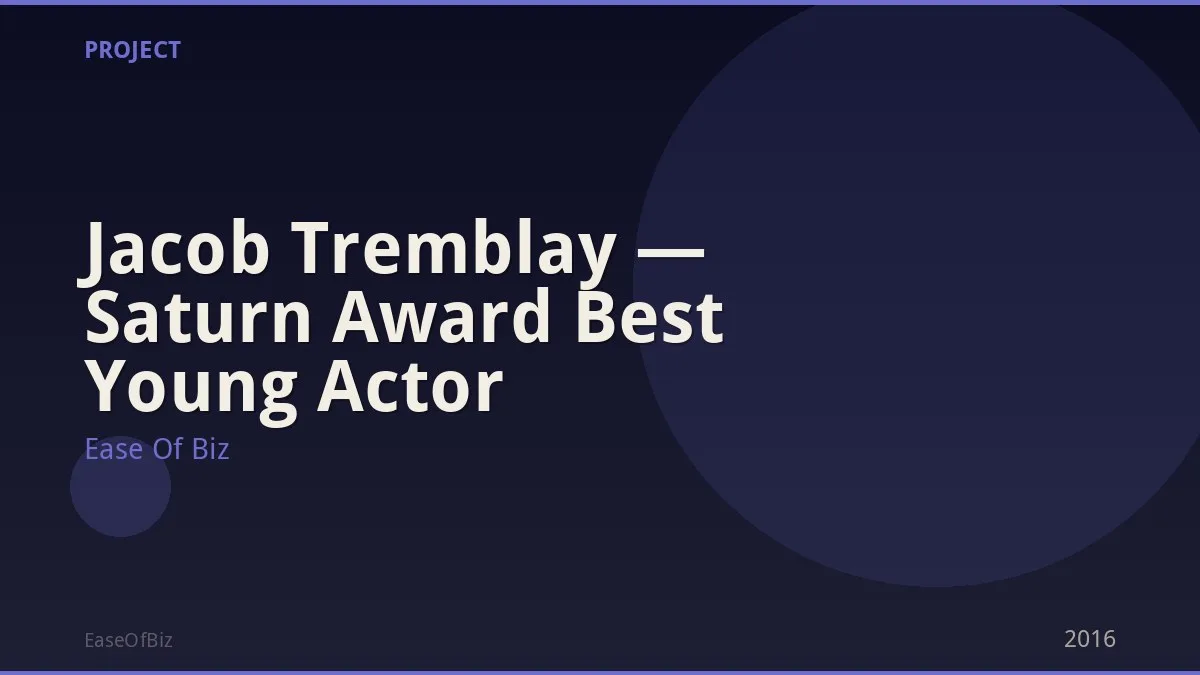 Jacob Tremblay — Saturn Award Best Young Actor