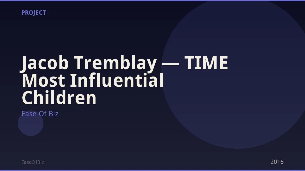 Jacob Tremblay — TIME Most Influential Children