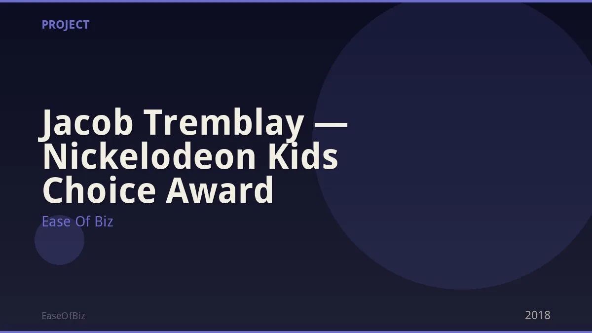 Jacob Tremblay — Nickelodeon Kids Choice Award