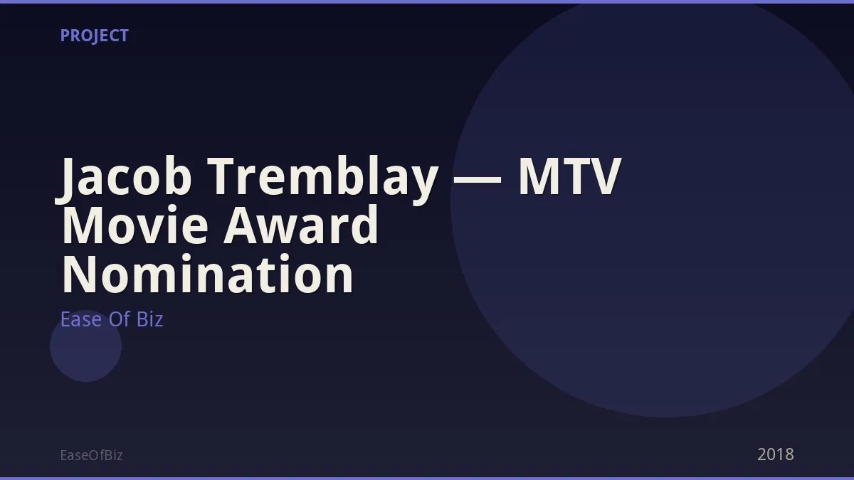 Jacob Tremblay — MTV Movie Award Nomination