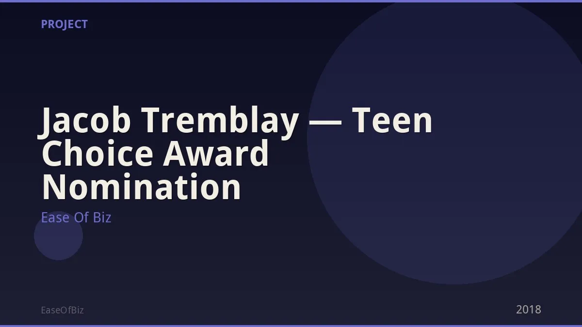Jacob Tremblay — Teen Choice Award Nomination