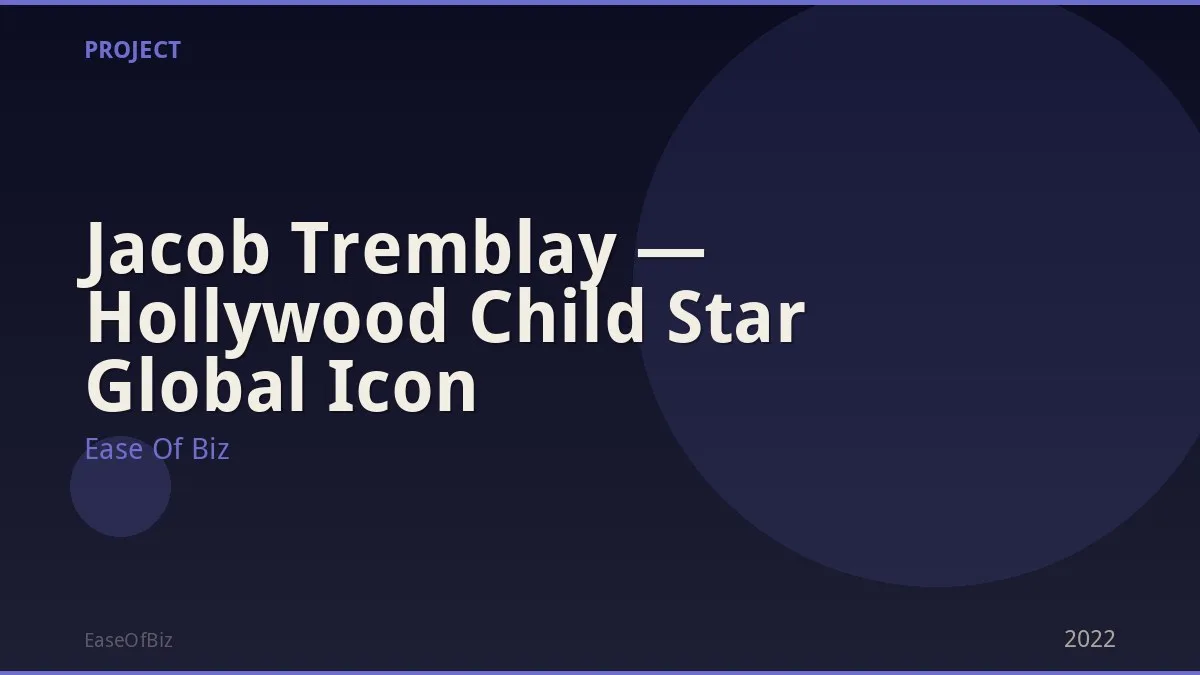 Jacob Tremblay — Hollywood Child Star Global Icon