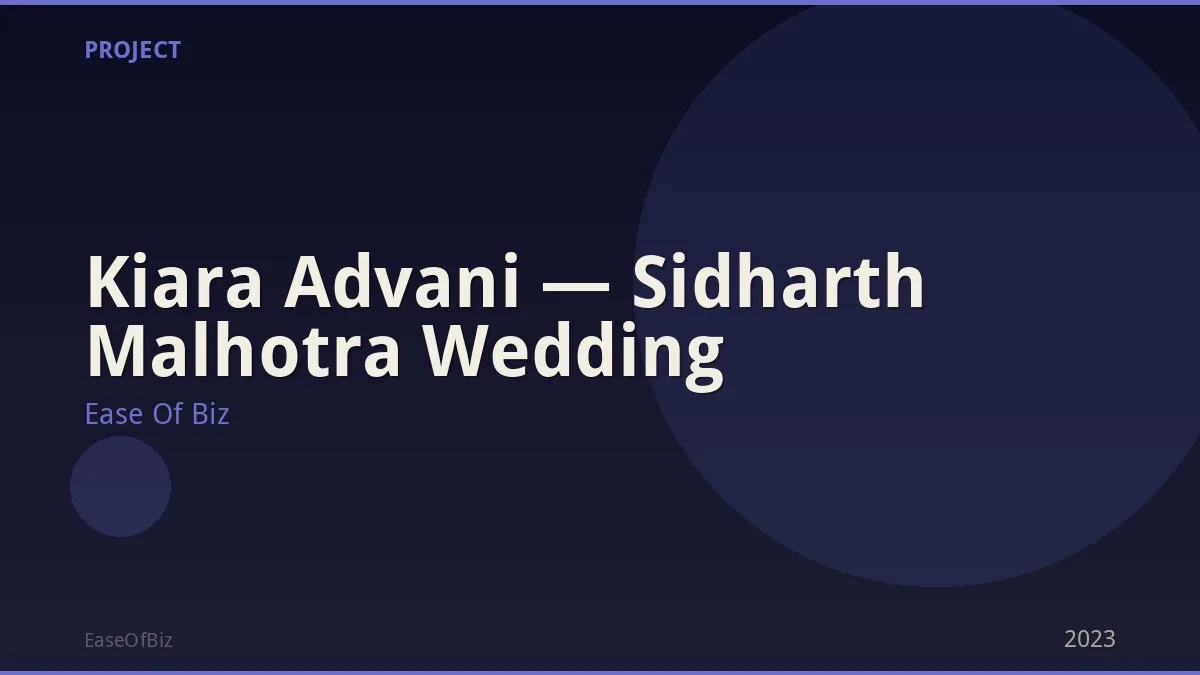 Kiara Advani — Sidharth Malhotra Wedding