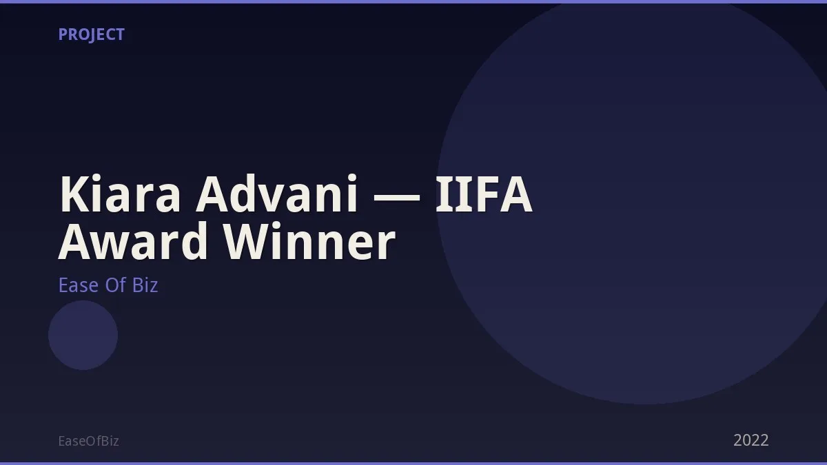 Kiara Advani — IIFA Award Winner