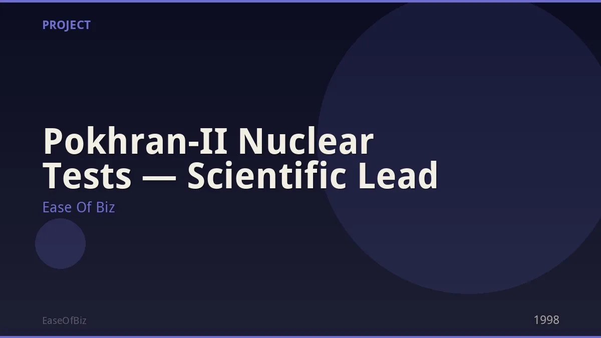 Pokhran-II Nuclear Tests — Scientific Lead