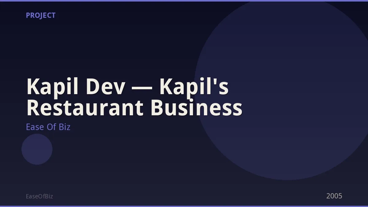 Kapil Dev — Kapil's Restaurant Business