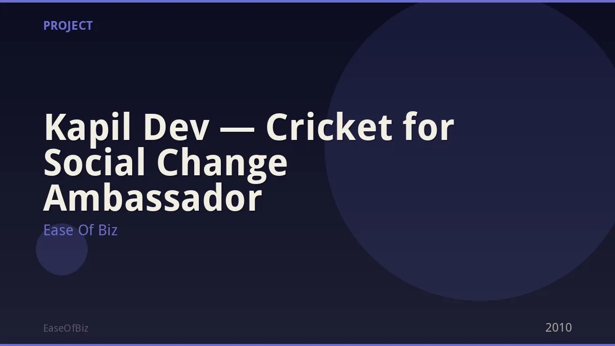 Kapil Dev — Cricket for Social Change Ambassador