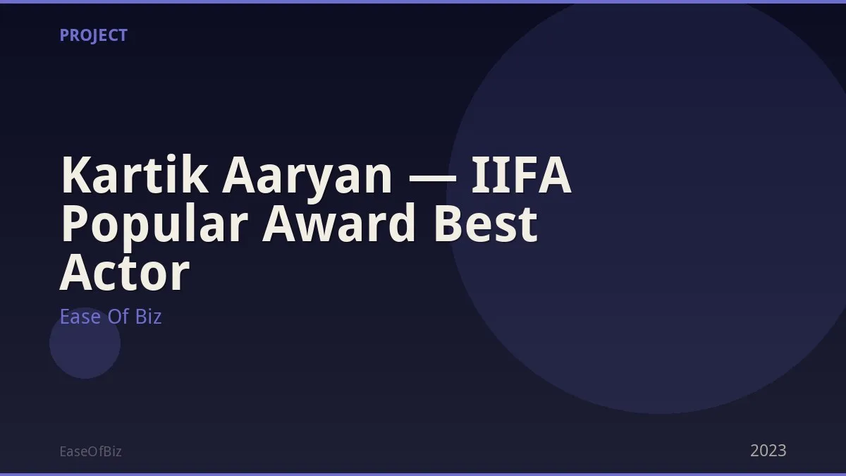 Kartik Aaryan — IIFA Popular Award Best Actor