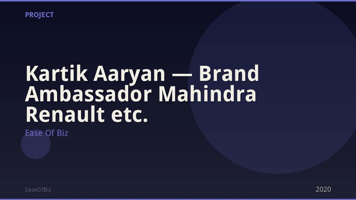 Kartik Aaryan — Brand Ambassador Mahindra Renault etc.