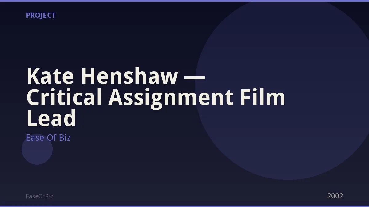 Kate Henshaw — Critical Assignment Film Lead