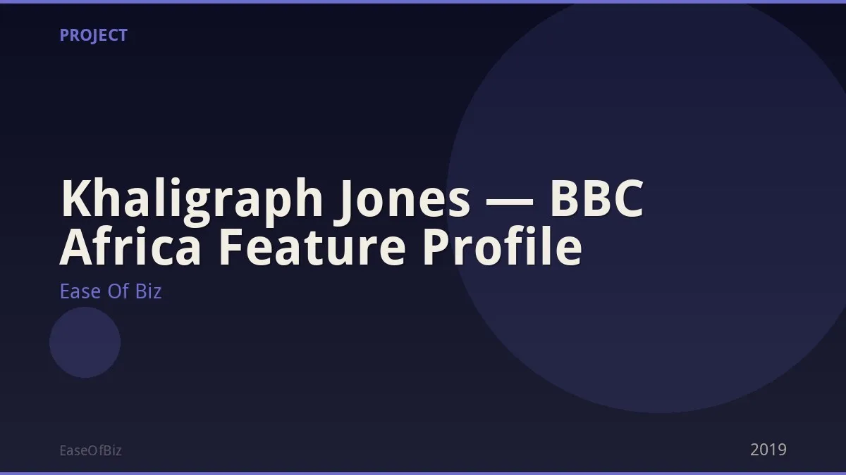 Khaligraph Jones — BBC Africa Feature Profile