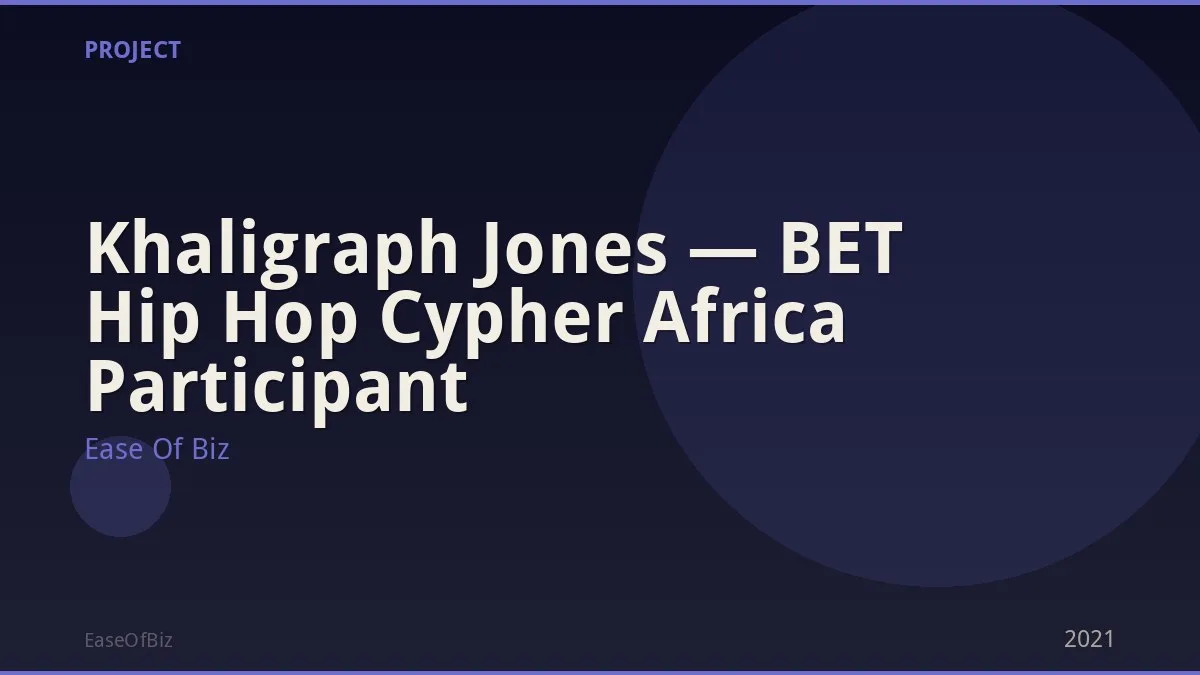 Khaligraph Jones — BET Hip Hop Cypher Africa Participant