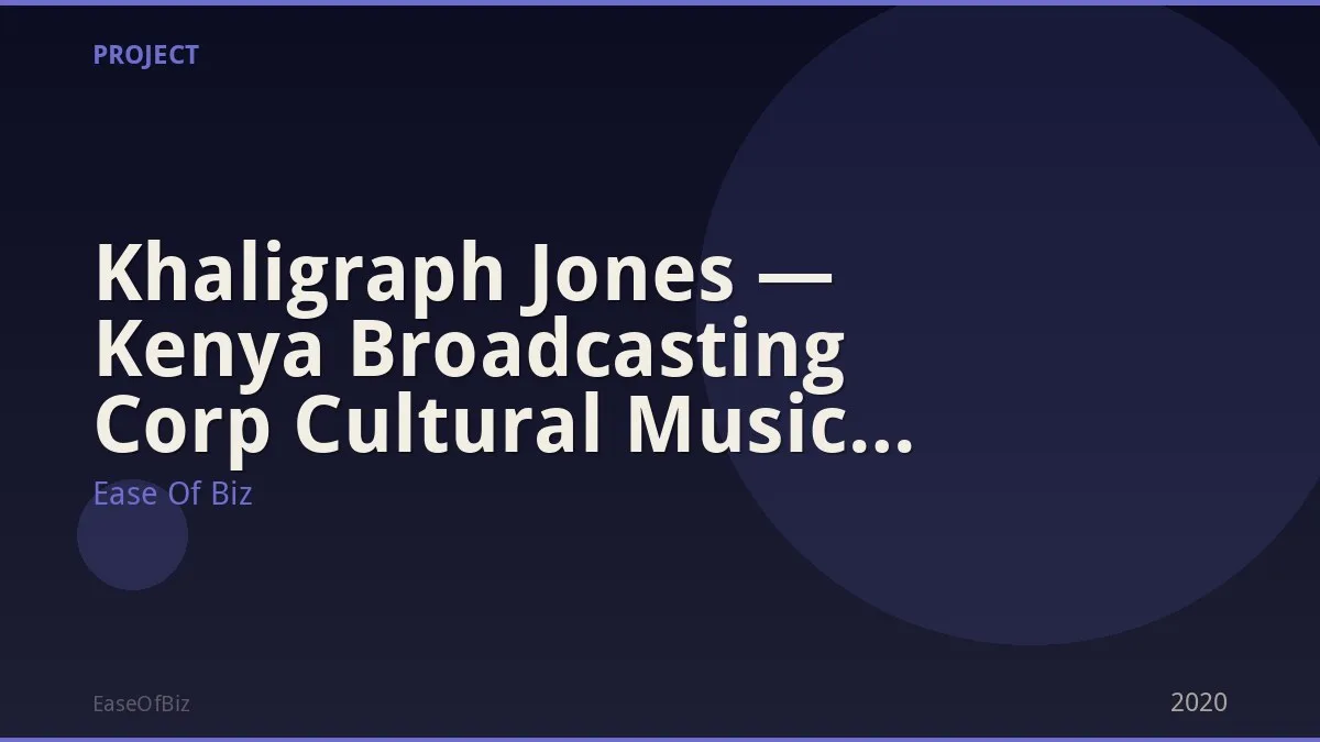 Khaligraph Jones — Kenya Broadcasting Corp Cultural Music Feature