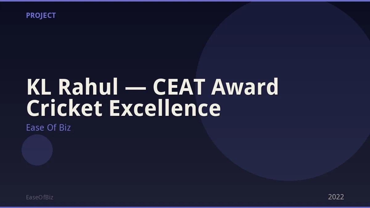 KL Rahul — CEAT Award Cricket Excellence