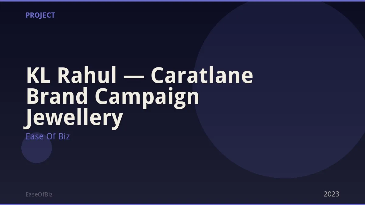 KL Rahul — Caratlane Brand Campaign Jewellery