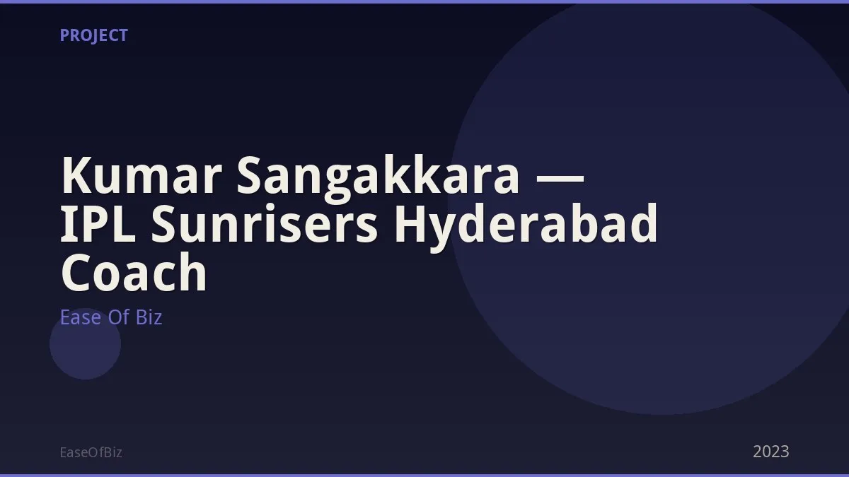 Kumar Sangakkara — IPL Sunrisers Hyderabad Coach