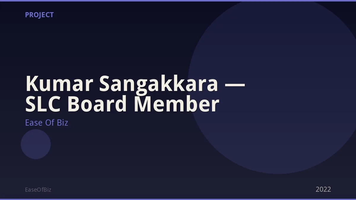 Kumar Sangakkara — SLC Board Member