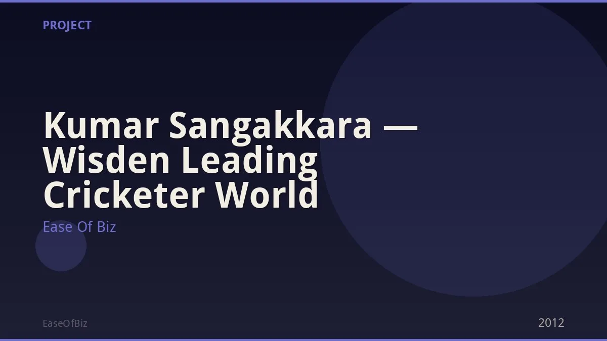 Kumar Sangakkara — Wisden Leading Cricketer World