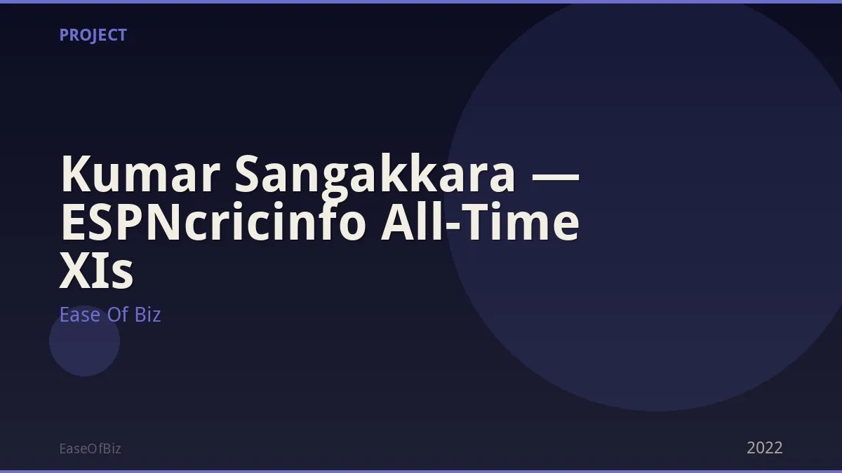 Kumar Sangakkara — ESPNcricinfo All-Time XIs
