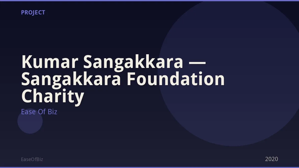 Kumar Sangakkara — Sangakkara Foundation Charity
