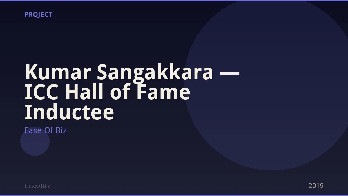 Kumar Sangakkara — ICC Hall of Fame Inductee