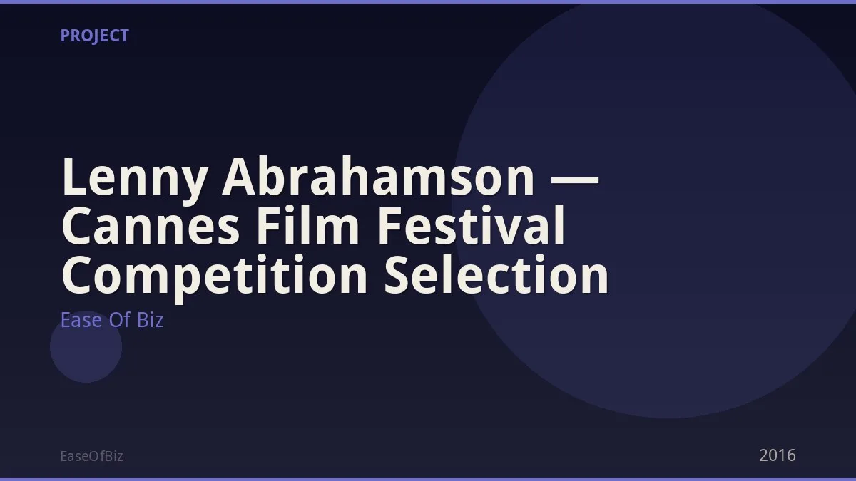 Lenny Abrahamson — Cannes Film Festival Competition Selection