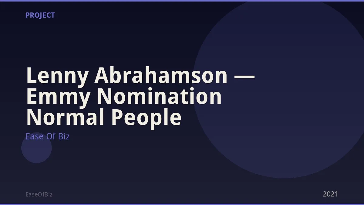 Lenny Abrahamson — Emmy Nomination Normal People