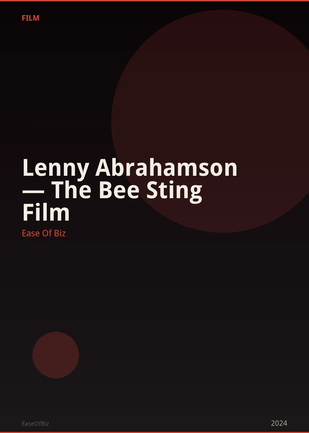 Lenny Abrahamson — The Bee Sting Film
