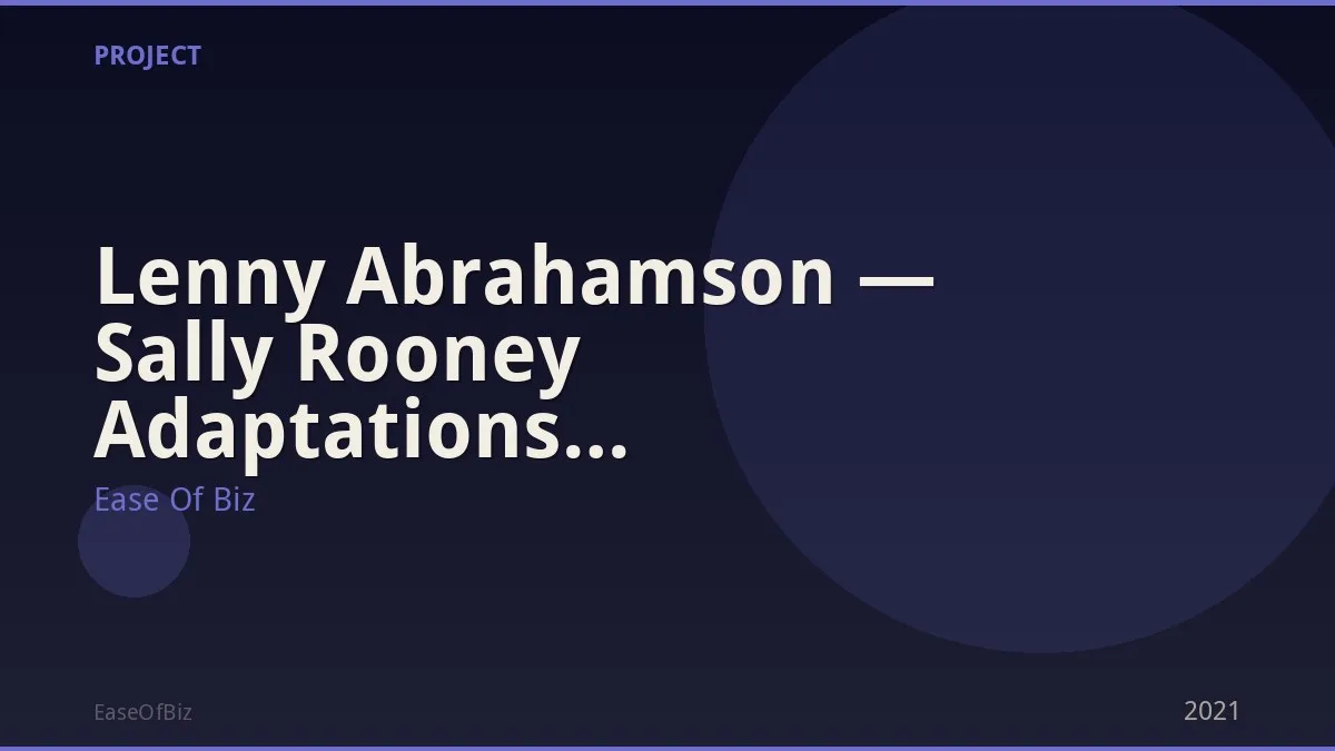 Lenny Abrahamson — Sally Rooney Adaptations Collaborator
