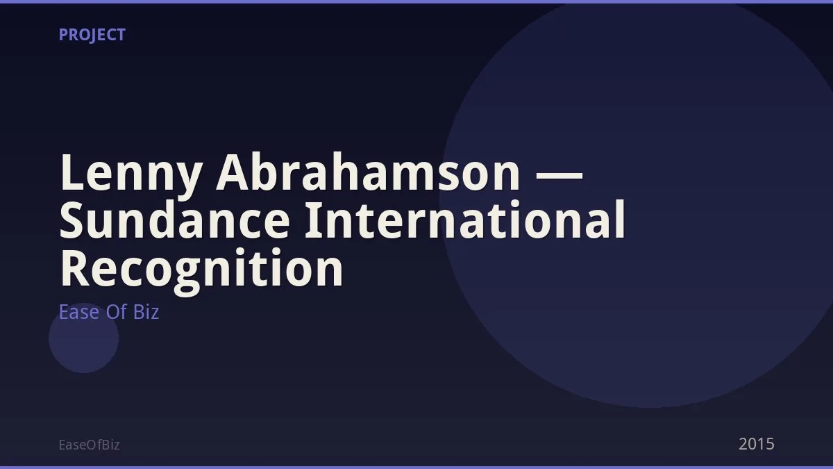 Lenny Abrahamson — Sundance International Recognition
