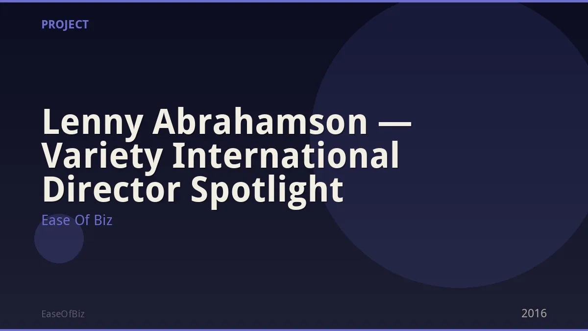 Lenny Abrahamson — Variety International Director Spotlight