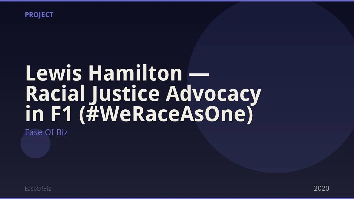 Lewis Hamilton — Racial Justice Advocacy in F1 (#WeRaceAsOne)