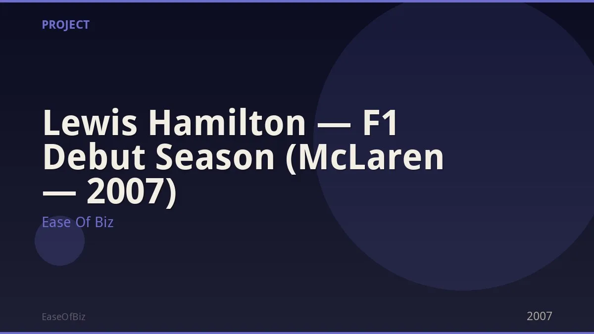 Lewis Hamilton — F1 Debut Season (McLaren — 2007)