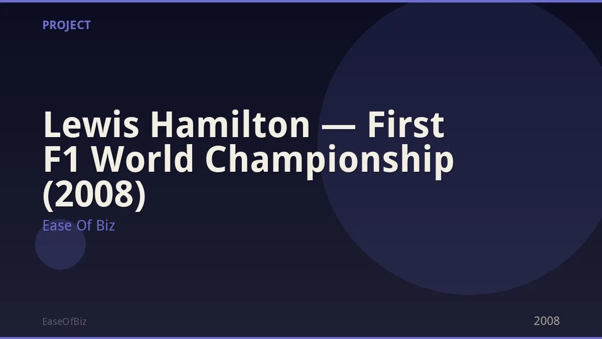 Lewis Hamilton — First F1 World Championship (2008)