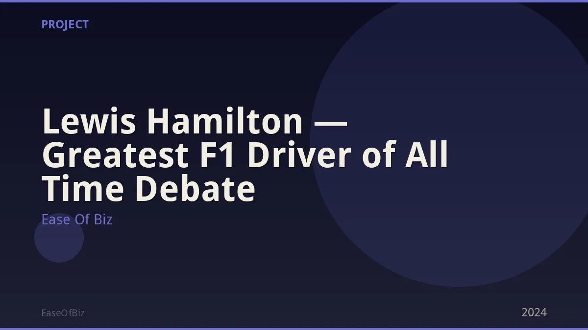 Lewis Hamilton — Greatest F1 Driver of All Time Debate