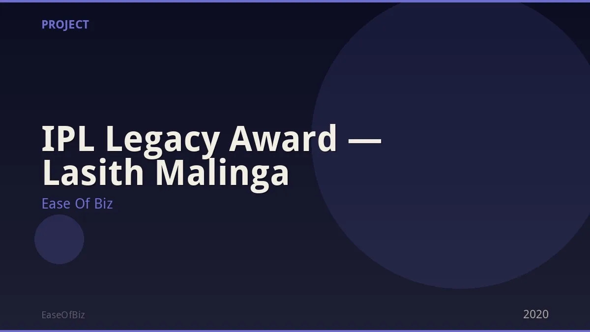 IPL Legacy Award — Lasith Malinga