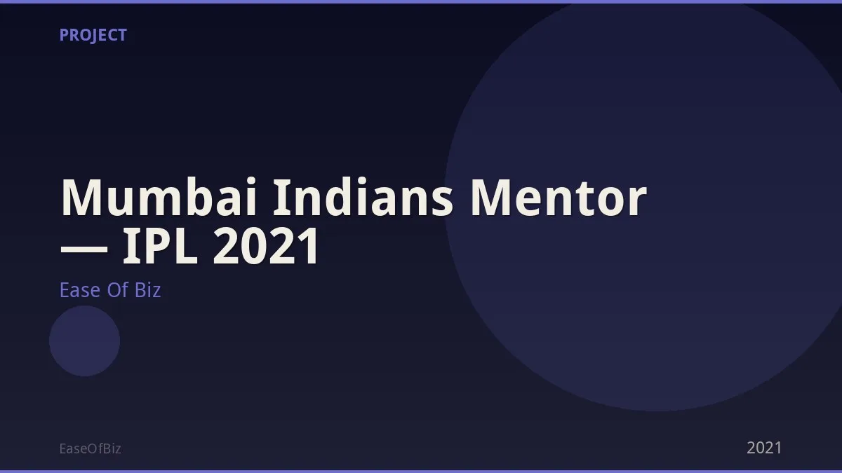 Mumbai Indians Mentor — IPL 2021