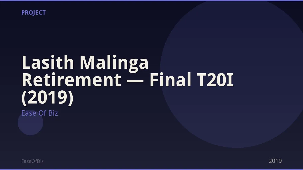 Lasith Malinga Retirement — Final T20I (2019)